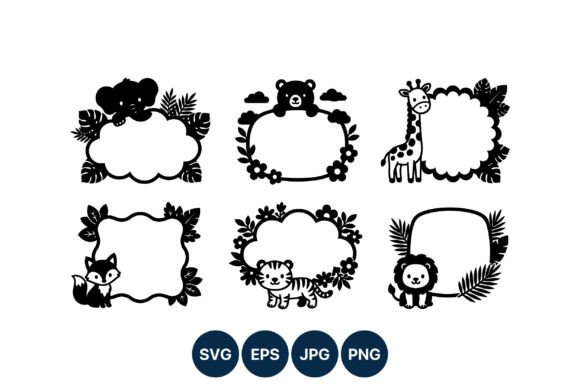 Animal Frames Silhouette Set Graphics