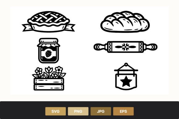 Baked Good Line Art Set Graphics