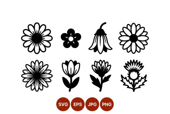 Black White Flower Vector Art Set for Modern Branding
