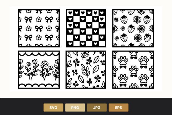 Bow Flower Strawberry Paw Pattern Graphics