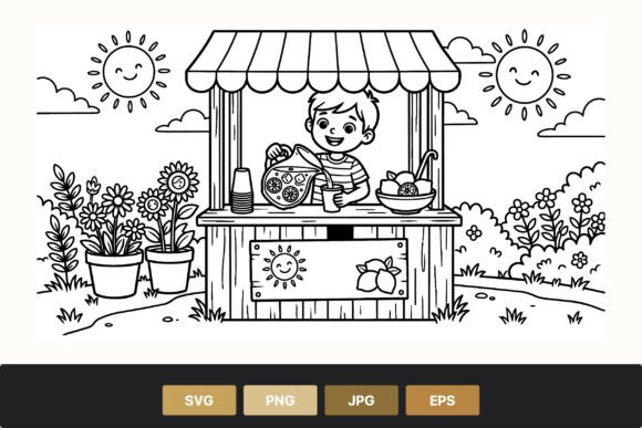 Boy Pouring Lemonade Graphics for Digital Selling