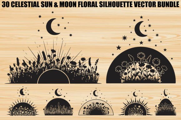 Celestial Sun Moon Graphics for Editorial and Web Design