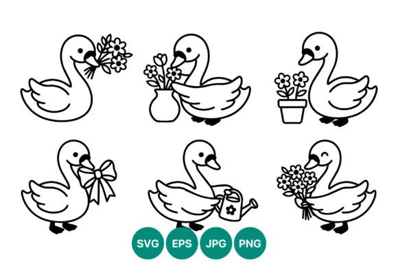 Cute Black and White Duck Vector