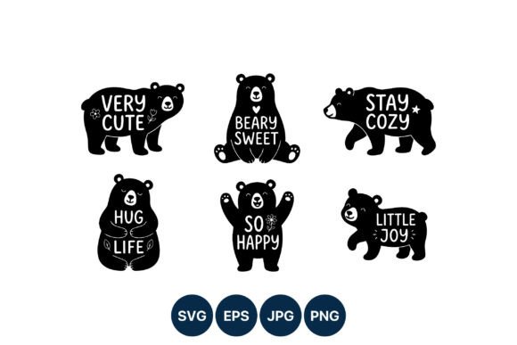 Cute Black Bear Positive Phrase Vector Graphics