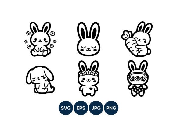 Cute Black White Bunny Graphics
