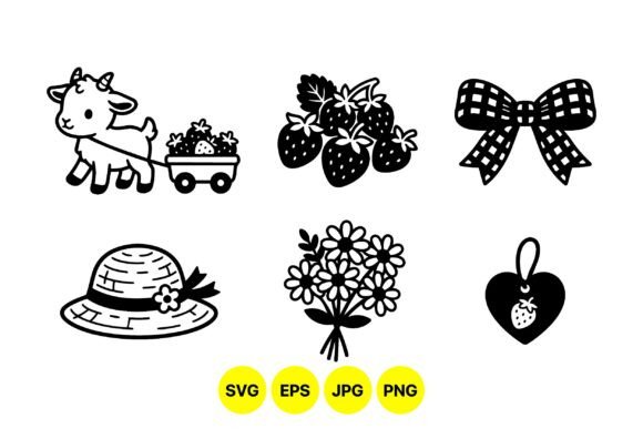 Cute Farm Strawberry Clipart Pack Graphics