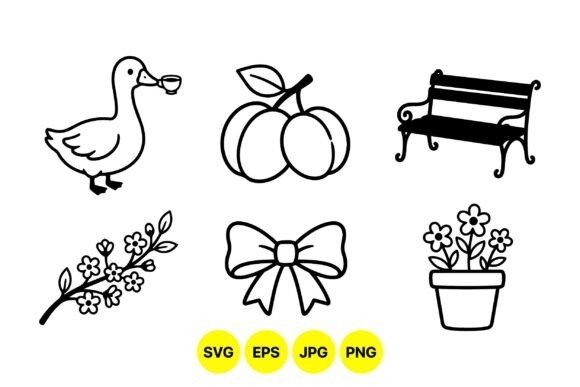 Cute Garden Line Art Designs