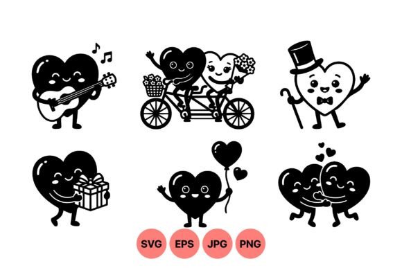Cute Heart Character Graphics for Branding