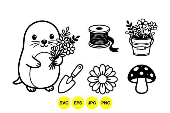 Cute Mole Gardening Clipart SVG for Playful Branding