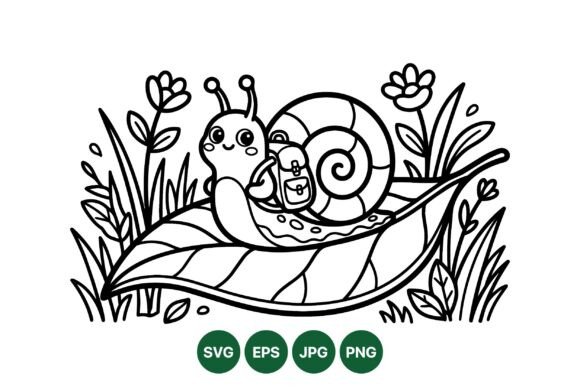 Cute Snail Leaf Clipart Graphics for Local Branding
