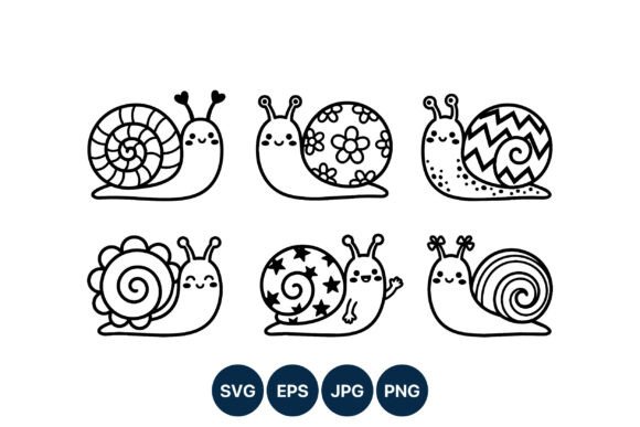 Cute Snail Line Art Graphics