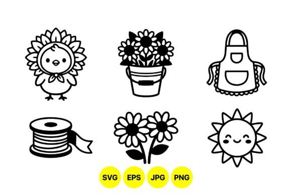 Cute Spring Garden SVG Icons Graphics