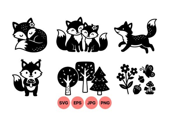 Cute Woodland Fox SVG Clipart Graphics