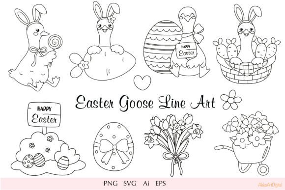 Easter Goose Graphics for Spring Crafting