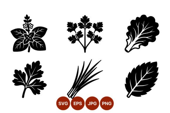 Herbs Leaves Silhouette Vector Set for Branding and Marketing