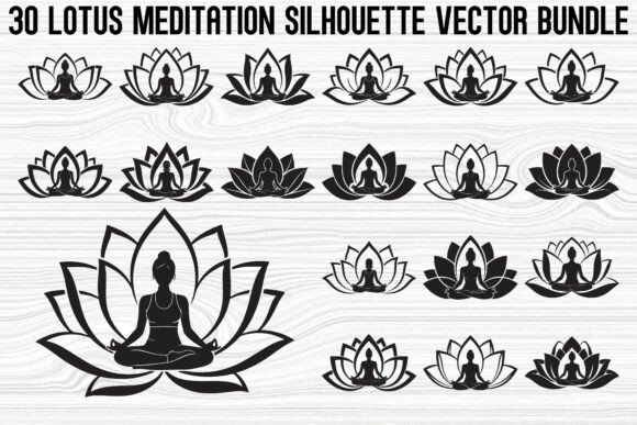 Lotus Meditation Silhouette Graphics for Modern Branding