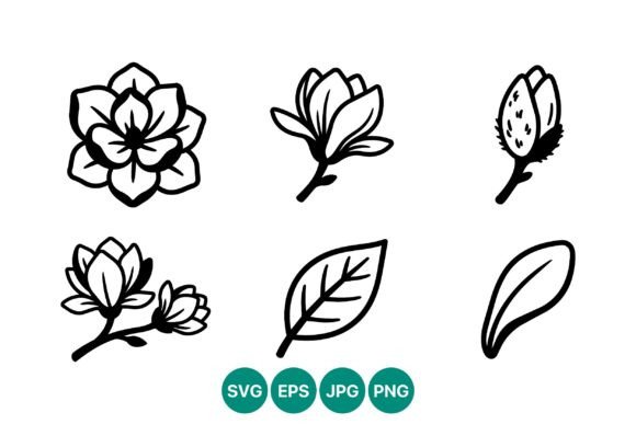 Magnolia Flower Set Graphics for Local Branding