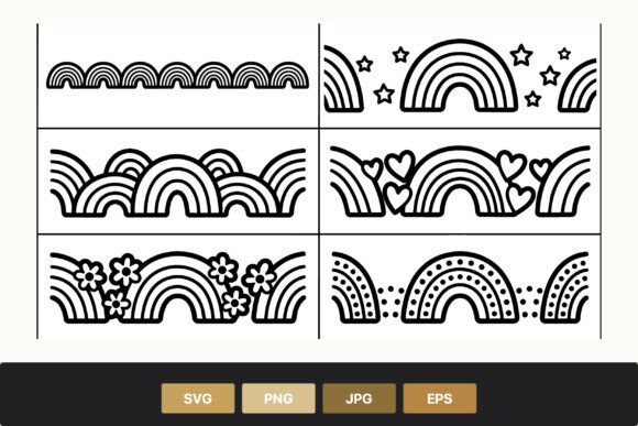 Rainbow Line Art Graphics for Digital Sellers