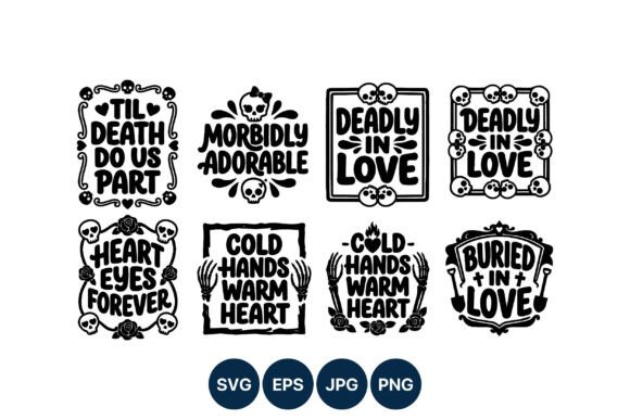 Skull Love Lettering Vector Set for Graphic Designers