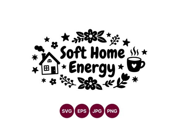 Soft Home Energy Cozy Black White Vector Graphics