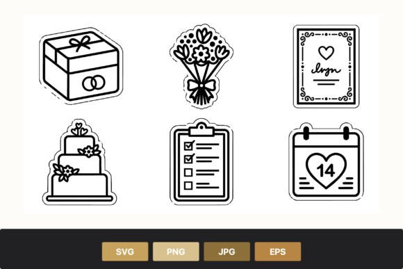 Wedding Icons Black and White Graphics for Local Branding
