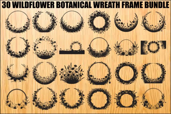 Wildflower Botanical Wreath Graphics for Crafting