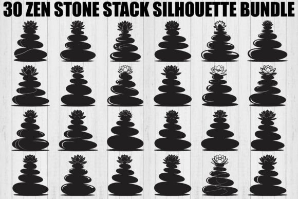 Zen Stone Stack Silhouette Bundle Graphics